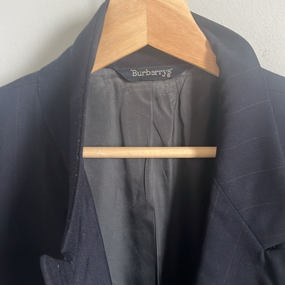 BURBERRYS Navy Blue Pinstripe Classic Single-Breasted Suit Jacket - Picture 3 of 6